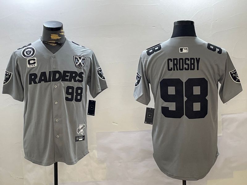 Men Oakland Raiders 98 Crosby Grey five generations 2024 Nike Limited NFL Jersey style 1